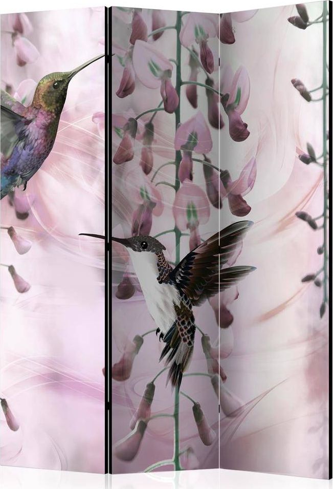 Artgeist Parawan 3-częściowy - Latające kolibry (różowy) [Room Dividers] uniwersalny