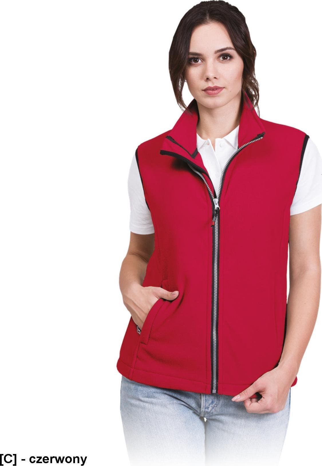 R.E.I.S. VHONEY-L - bezrękawnik damski z polaru, kołnierz ze stójką - czerwony S