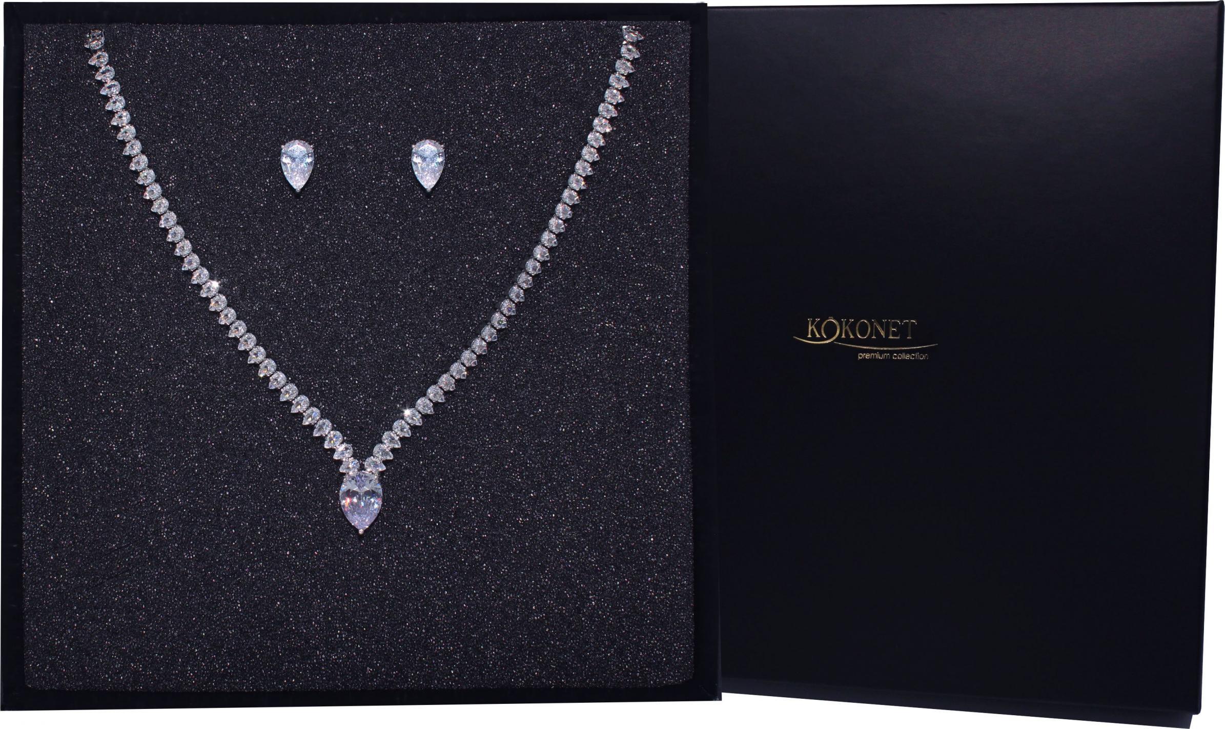 KOKONET Zestaw ślubny kolczyki kolia srebro elegancka GLAM