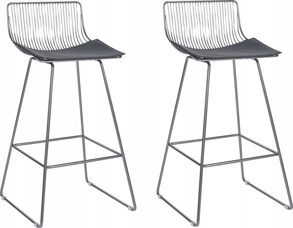 Beliani Zestaw 2 krzeseł barowych metalowy srebrny FREDONIA