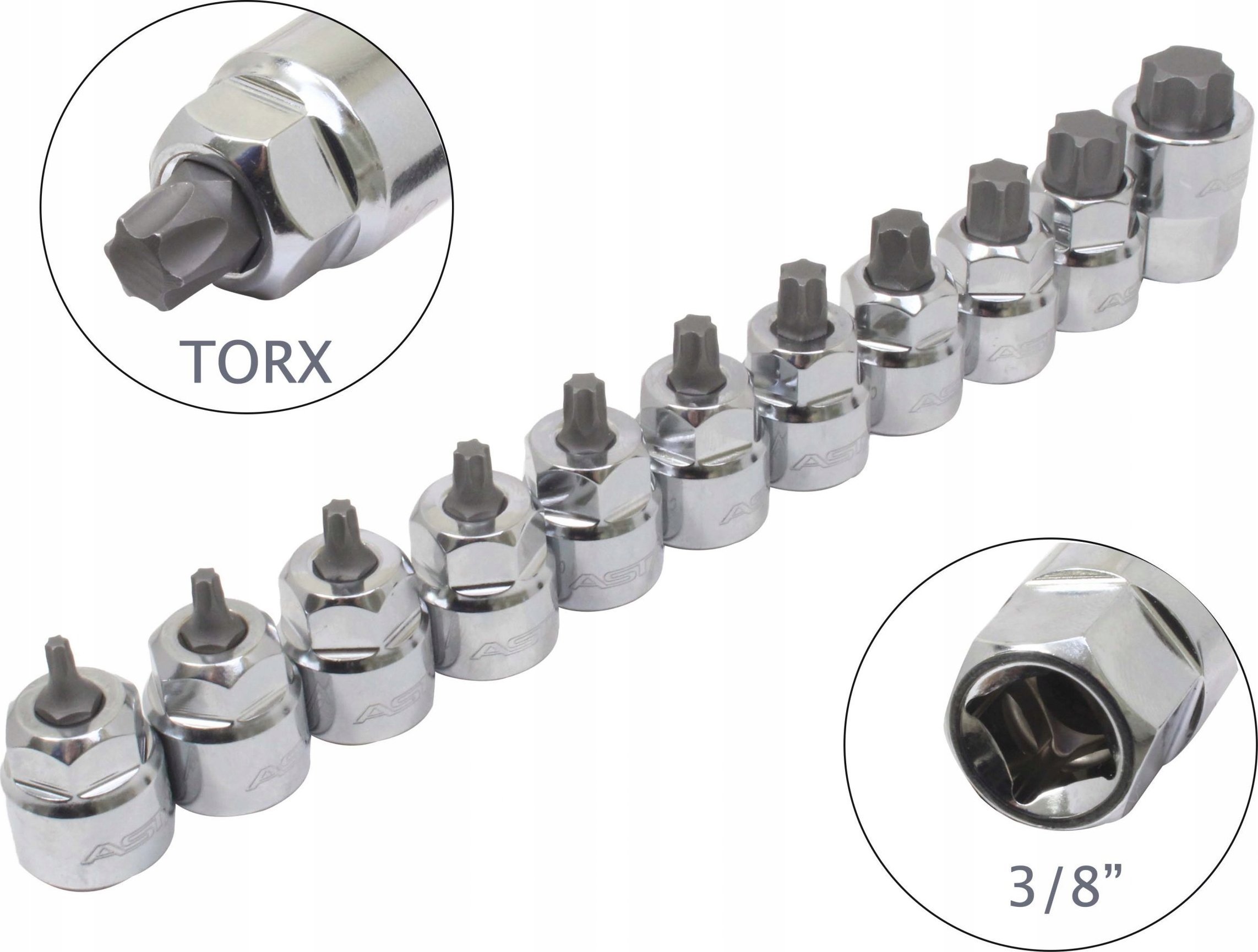 ASTA LOW PROFILE SOCKETS - TORX 3/8" ON RAIL