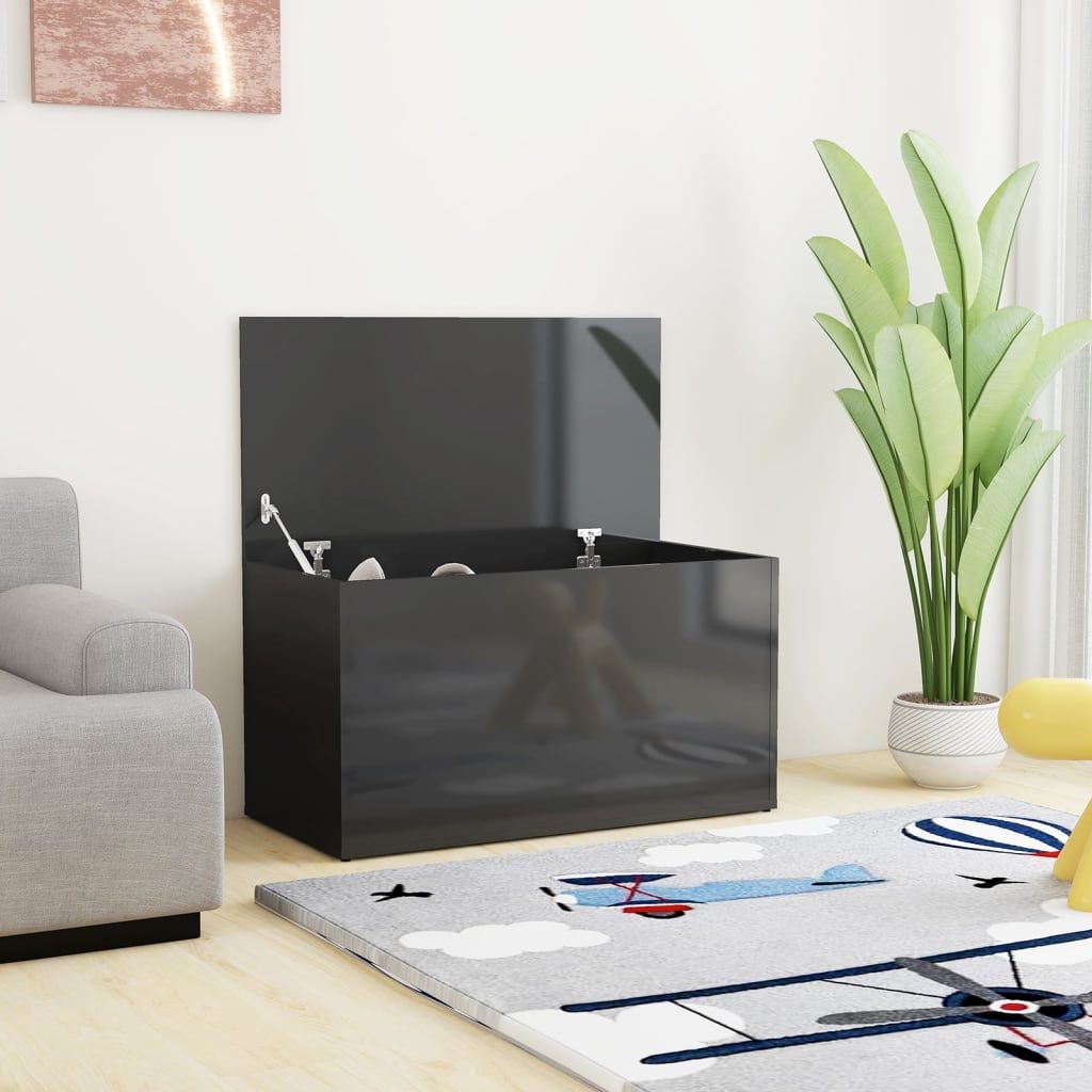 vidaXL Skrzynia, szara na wysoki połysk, 84x42x46 cm, płyta wiórowa