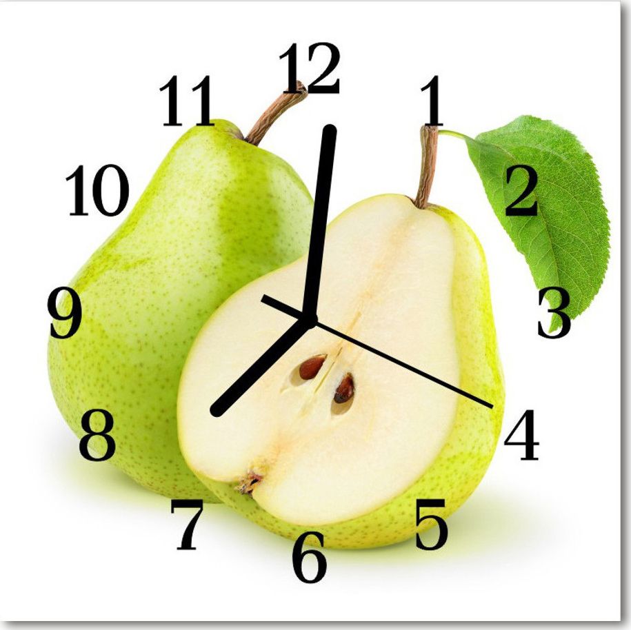 Tulup Zegar szklany ścienny Cichy Gruszki Owoce