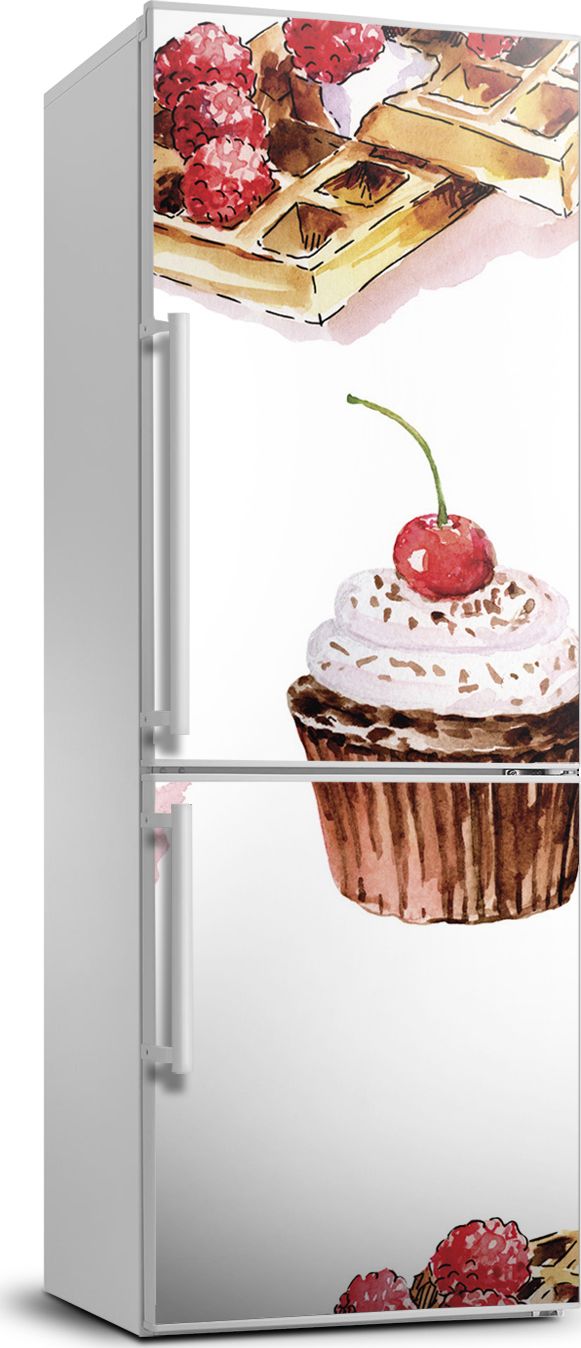 Tulup Naklejka samoprzylepna na lodówkę 70x190 cm Babeczki i gofry