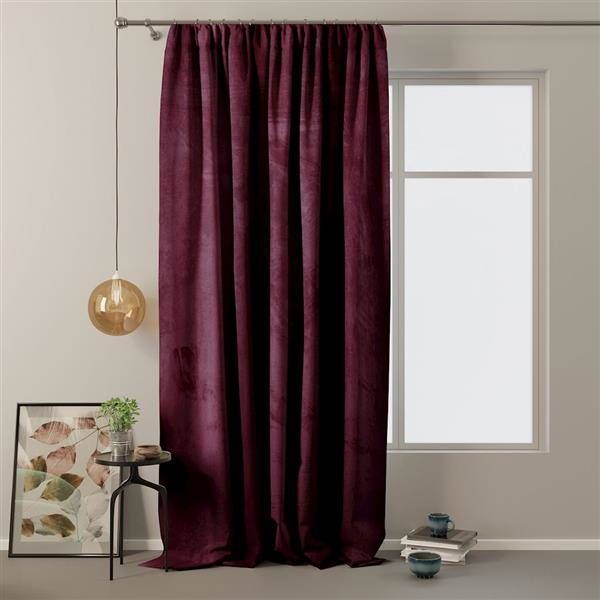 AmeliaHome Zasłona Velvet na taśmie Burgund 140X270