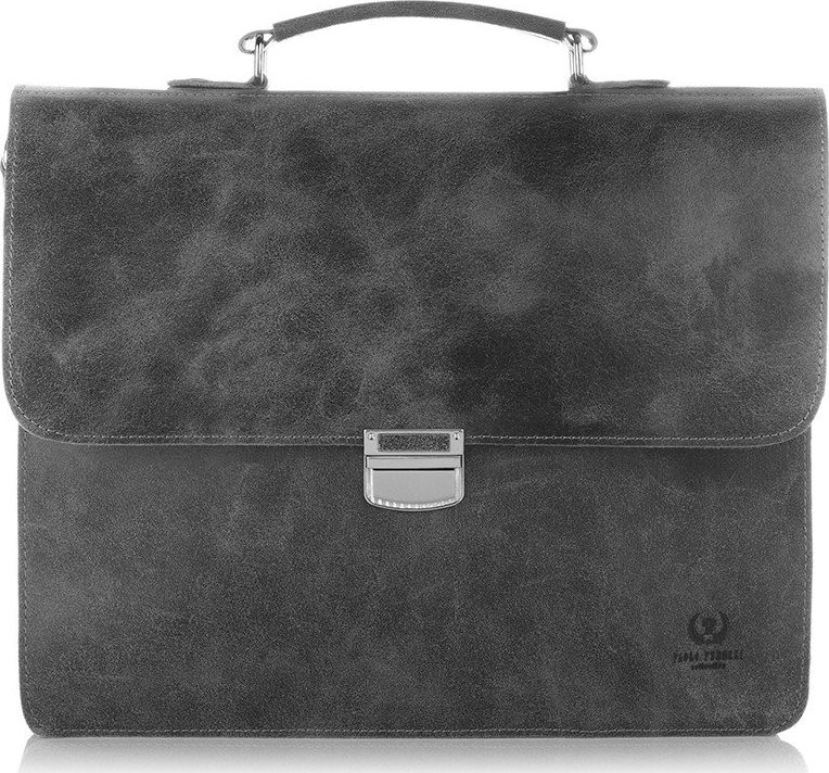 Paolo Peruzzi Skórzana torba teczka męska vintage Paolo Peruzzi S-04 szara