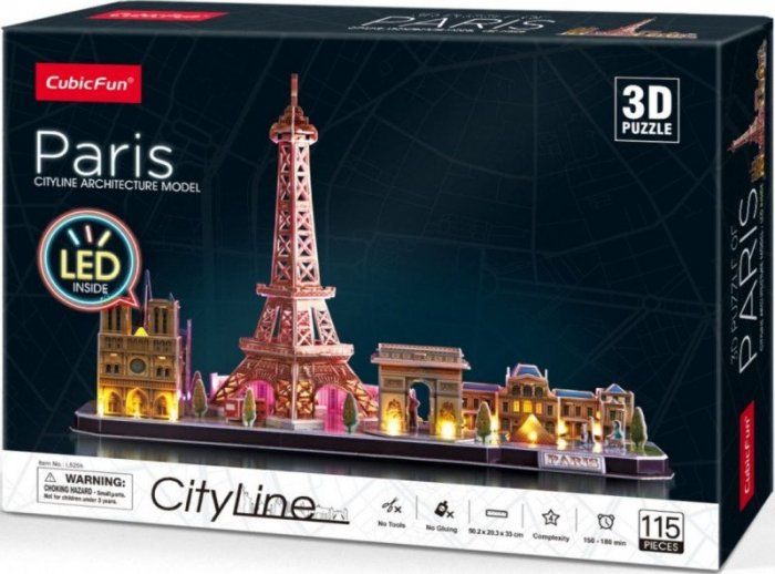 PUZZLE 3D CITY LINE LED PARYŻ - L525H
