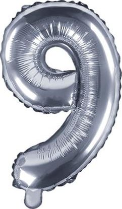 Party Deco Balon foliowy Cyfra "9", 35cm, srebrny uniwersalny