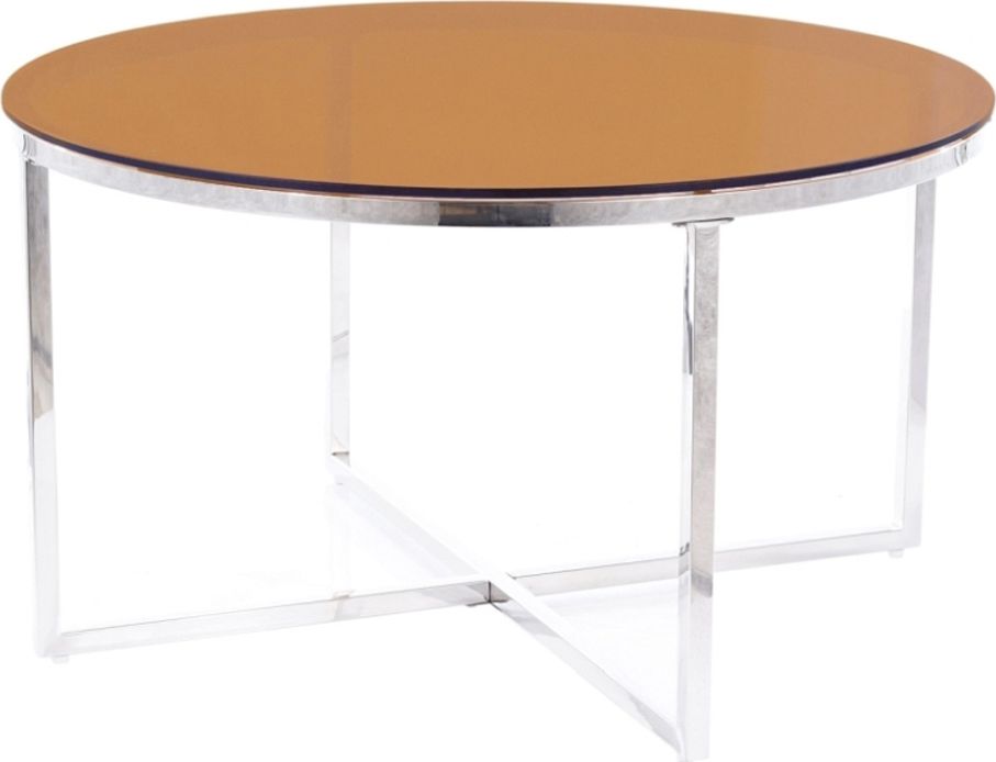 Selsey SELSEY Stolik kawowy okrągły Adonika średnica 80 cm ze szklanym blatem