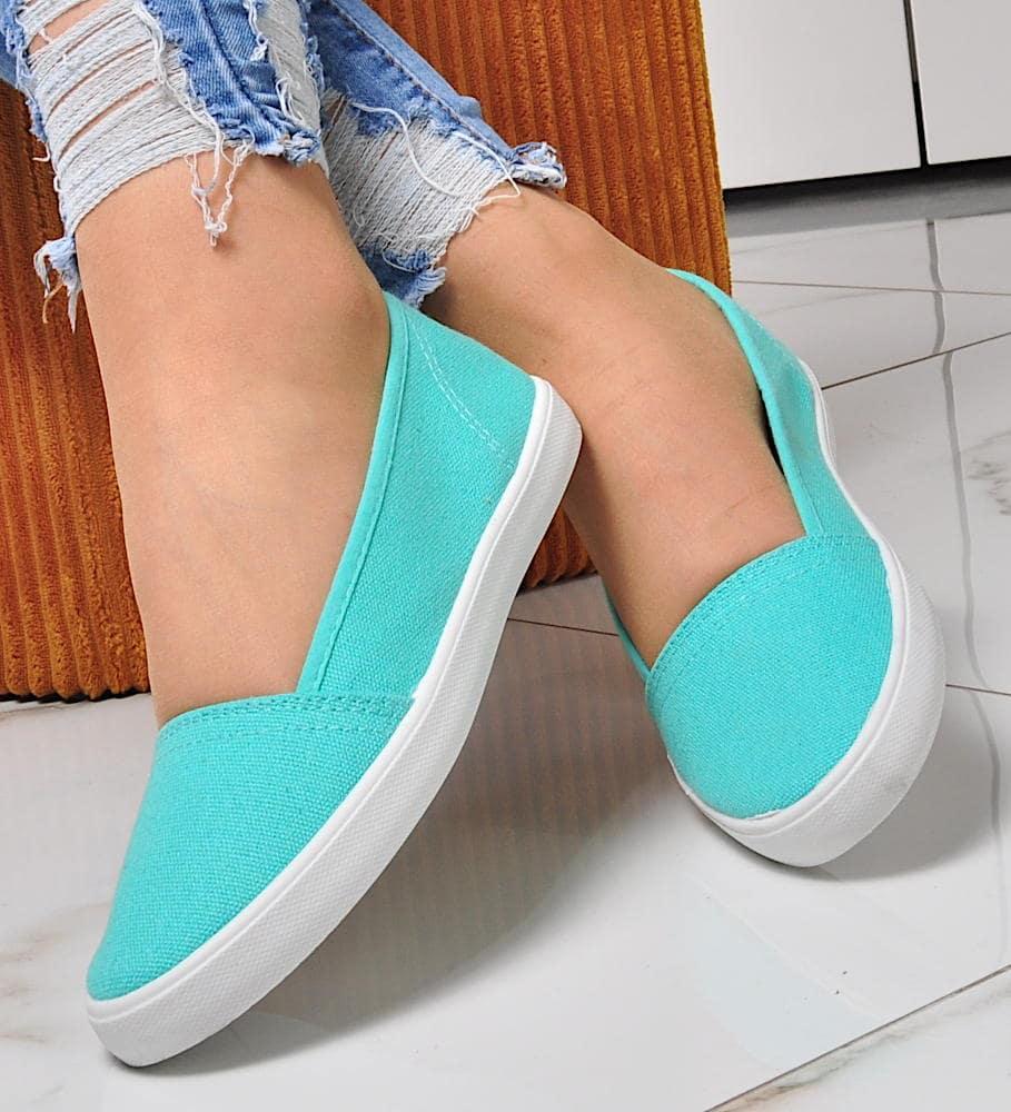 Pantofelek24 Miętowe tenisówki damskie slip on /A1-1 8247 S096/ 37