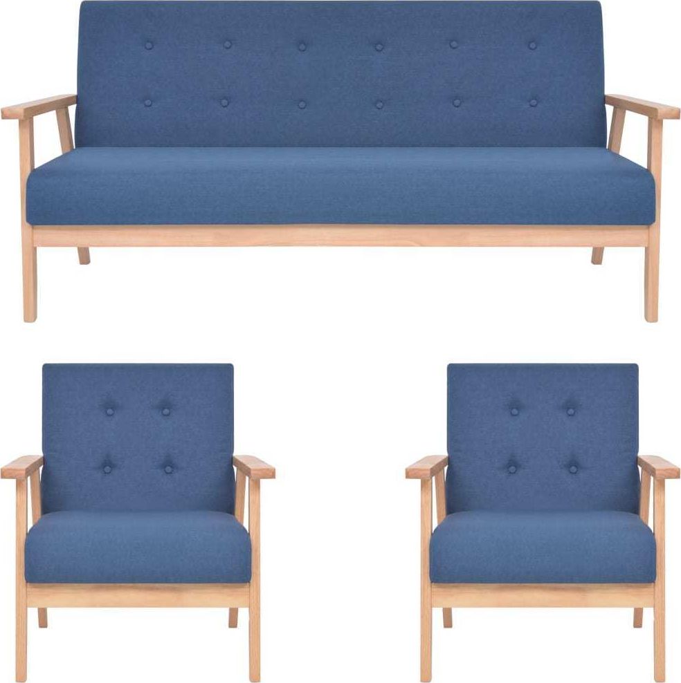 vidaXL 3-częściowy zestaw wypoczynkowy, tkanina, niebieski