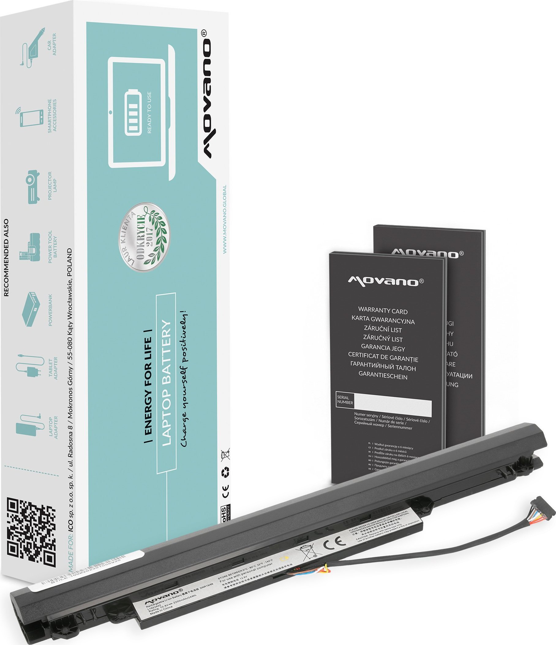 Bateria Movano Bateria L14C3A01 do Lenovo IdeaPad 100-15IBY