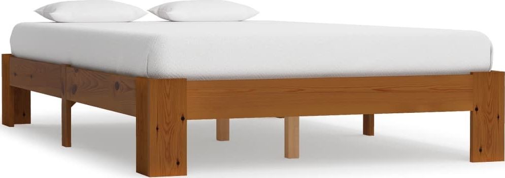vidaXL Rama łóżka, jasnobrązowa, lite drewno sosnowe, 140 x 200 cm