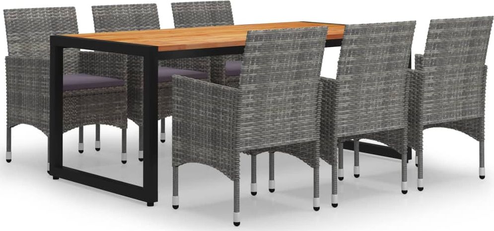 vidaXL 7-częściowy zestaw mebli ogrodowych, szary