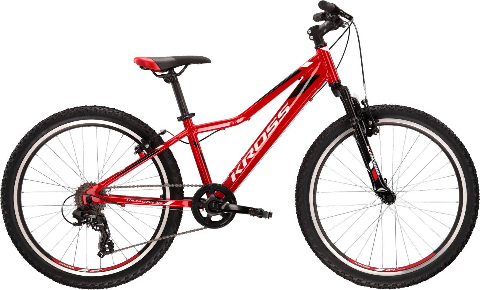 Kross Kross Hexagon JR 1.0 M 24 S(12") rower czerwony/biały/czarny połysk