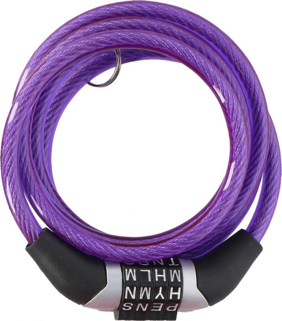 Dunlop Zapięcie rowerowe Dunlop spiralne na szyfr 0,6x120cm - fioletowy