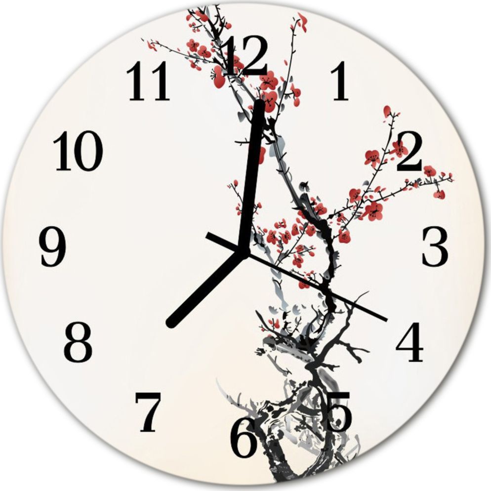 Tulup Zegar szklany okrągły Kwiatyfi30 cm - 53538868