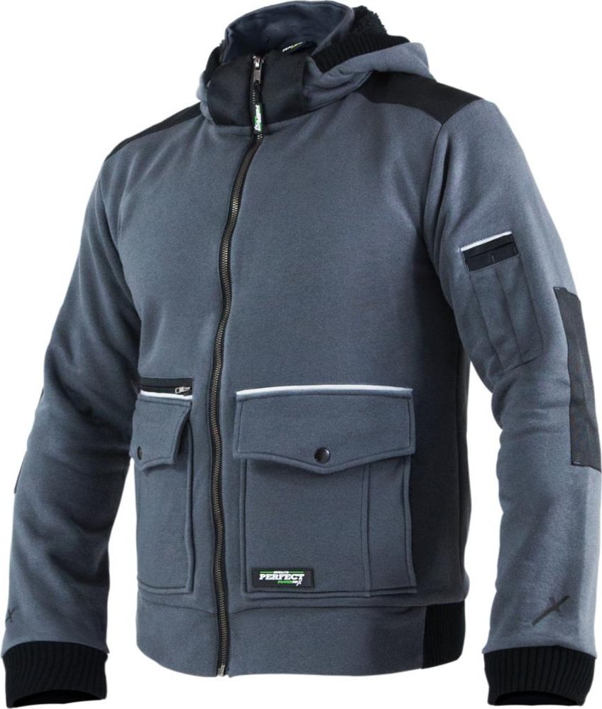 Stalco PRACTIC - ocieplana przyjemna bluza idealna na okres jesienno-zimowy, kaptur dopinany na zamek, odblaski L