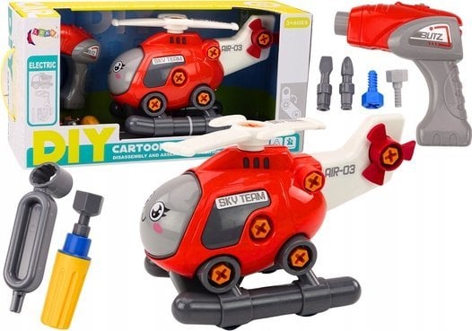 LeanToys Helikopter Kreskówkowy Do Skręcania DIY Czerwony