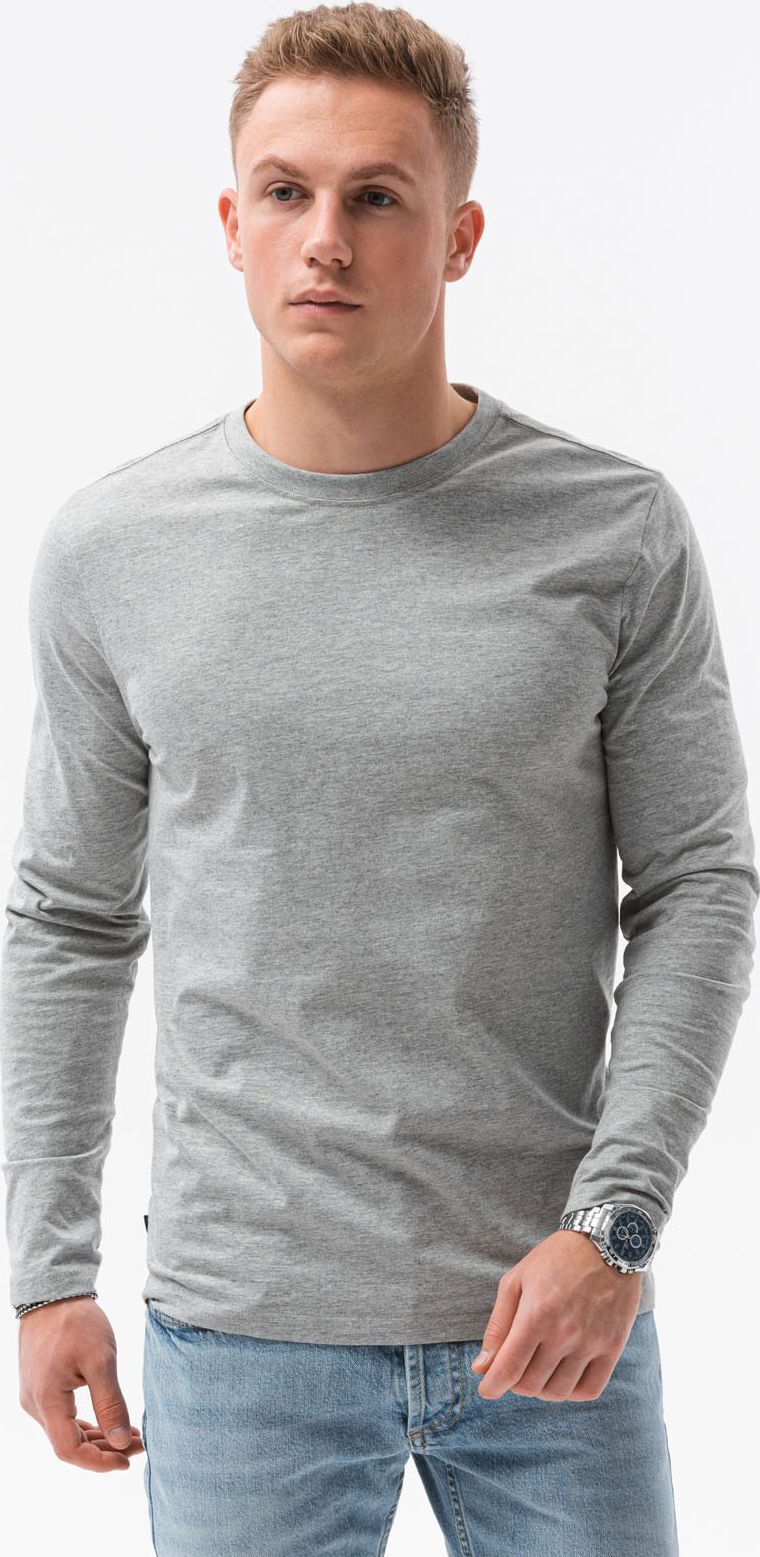 Ombre Longsleeve męski bez nadruku L138 - szary melanż S