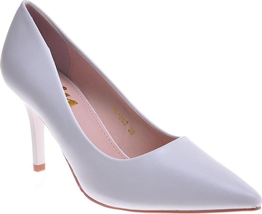 Pantofelek24 Białe szpilki na obcasie /A6-3 11809 T594/ 41