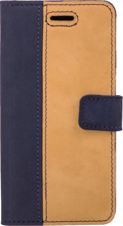 Surazo Etui na telefon Surazo ze skóry naturalnej Wallet case - Nubuk Granatowy i Camel