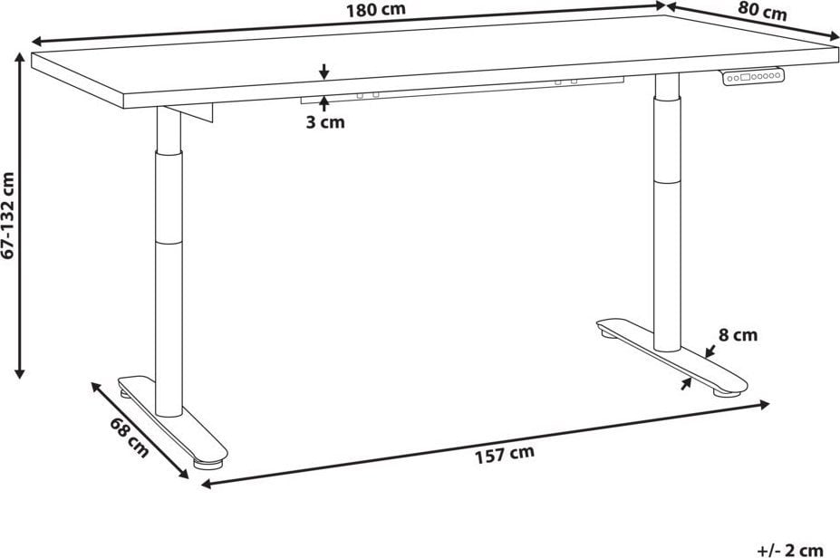 Biurko Beliani Biurko regulowane elektrycznie 180 x 72 cm szaro-czarne DESTIN IV