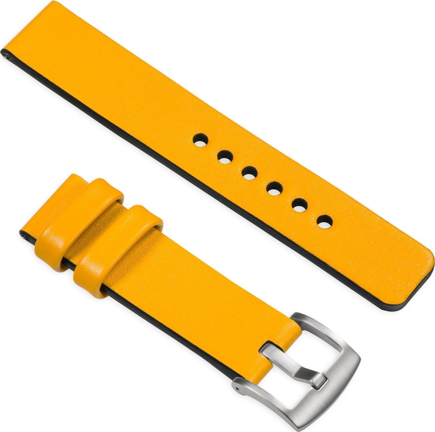 moVear Ekskluzywny skórzany pasek 22mm do Apple Watch 6/SE/5/4/3/2/1 (40/38mm) M/L | Zółty moVear uBand S1, made in Poland Standard