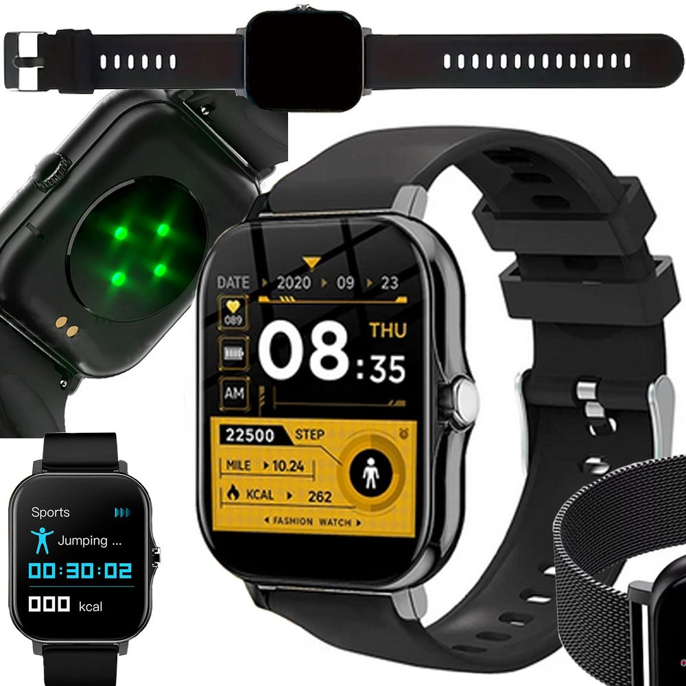 Smartwatch zegarek damski męski gumowy pasek sport bluetooth rozmowy czarny