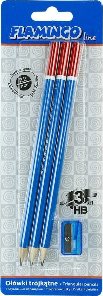 Titanum Ołówki trójkątne HB 3 szt +temperówka Flamingo-Line 347769