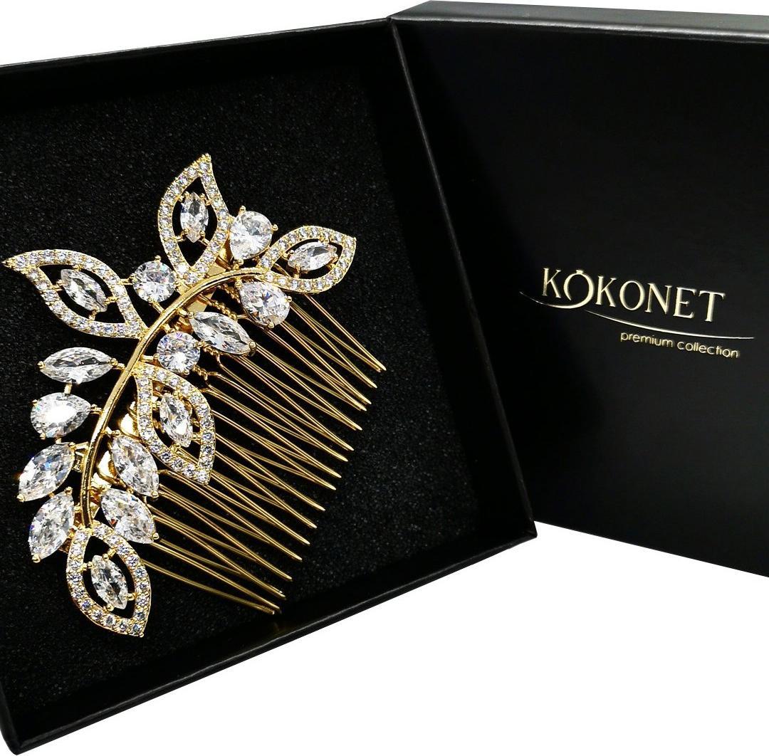 KOKONET Grzebyk ślubny ZŁOTY wysoka jakość wesele rustic