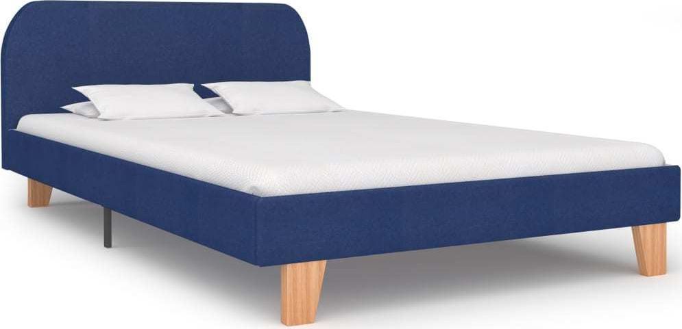 vidaXL Rama łóżka, niebieska, tkanina, 120 x 200 cm