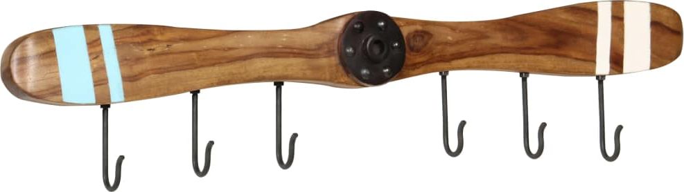 vidaXL Wieszak ścienny z 6 haczykami, drewno sheesham, 108x6x19 cm