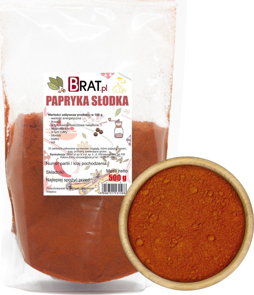 BRAT.PL PAPRYKA słodka ASTA100 NATURALNA 500g AROMATYCZNA PRZYPRAWA bez CHEMII