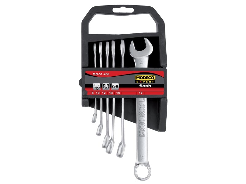 Modeco Zestaw kluczy płasko-oczkowych 8-17mm 6szt. (MN-51-266)