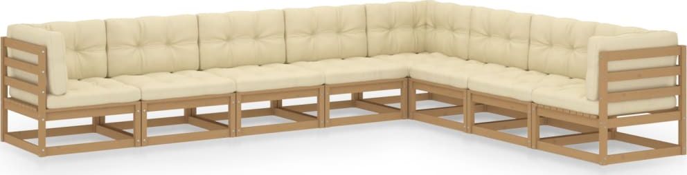 vidaXL 8-cz. zestaw wypoczynkowy do ogrodu z poduszkami, miodowa sosna