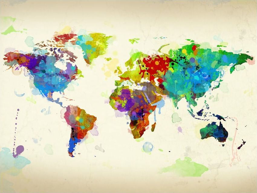 DecoNest Fototapeta - Paint splashes map of the World - 250X193