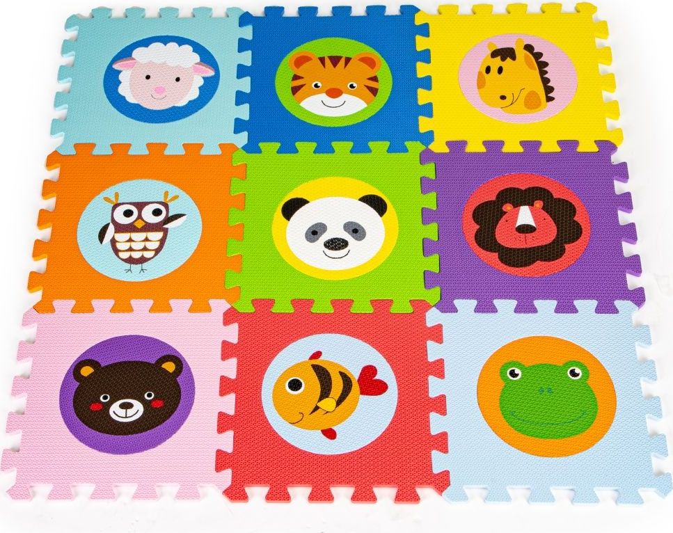 Ecotoys Mata piankowa EVA dla dzieci zwierzęta 148x119 cm 9 el.