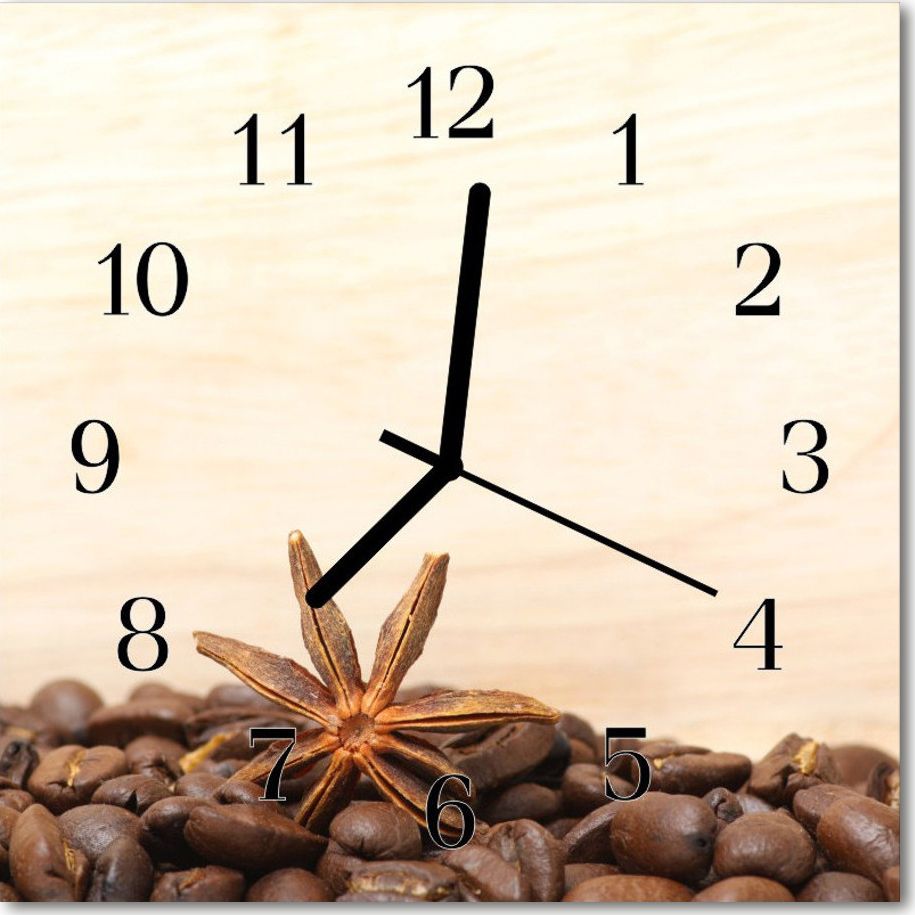 Tulup Zegar szklany ścienny Cichy Ziarna kawy 30x30 52454977