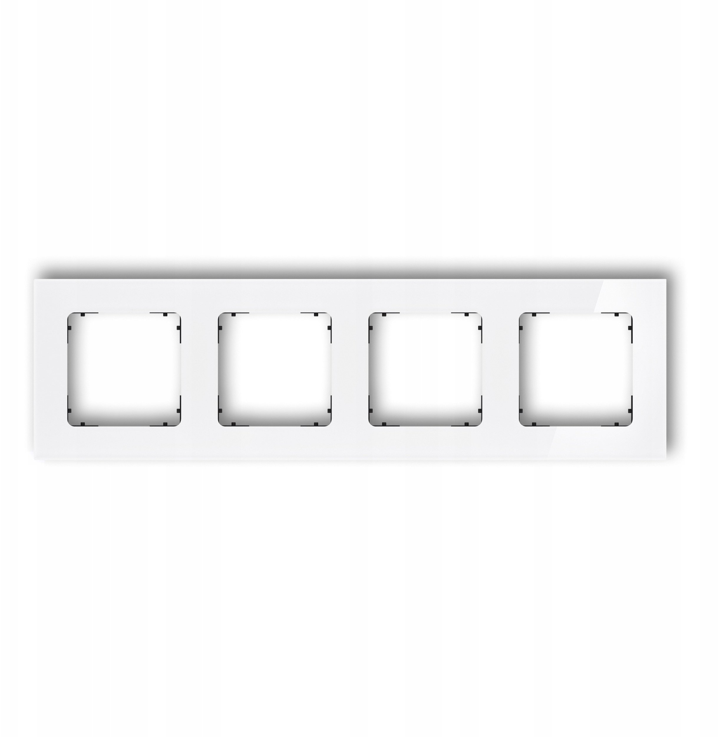 Karlik Ramka uniwersalna poczwórna kwadratowa - efekt szkła (ramka: biała spód: czarny) 0-12-IRSK-4