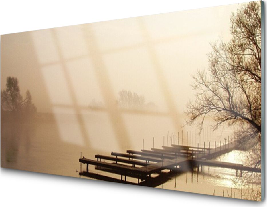Tulup Obraz Akrylowy Most Woda Mgła Krajobraz