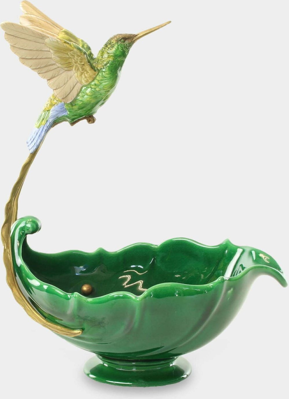 rzezbyzbrazu Porcelanowa Misa z Kolibrem Zielona