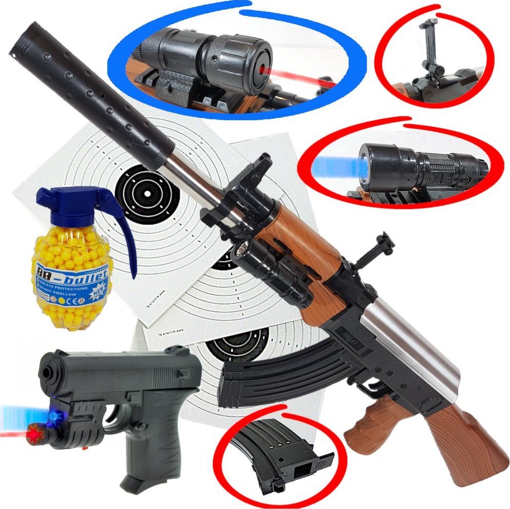 Karabin Na Kulki AK-47 KAŁASZNIKOW ASG+Pistolet+Granat
