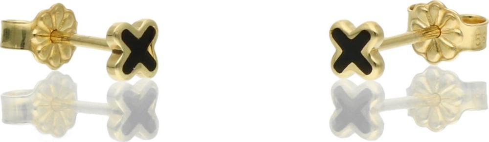 Rosanto Złote kolczyki z modnym czarnym wzorem 585 14k