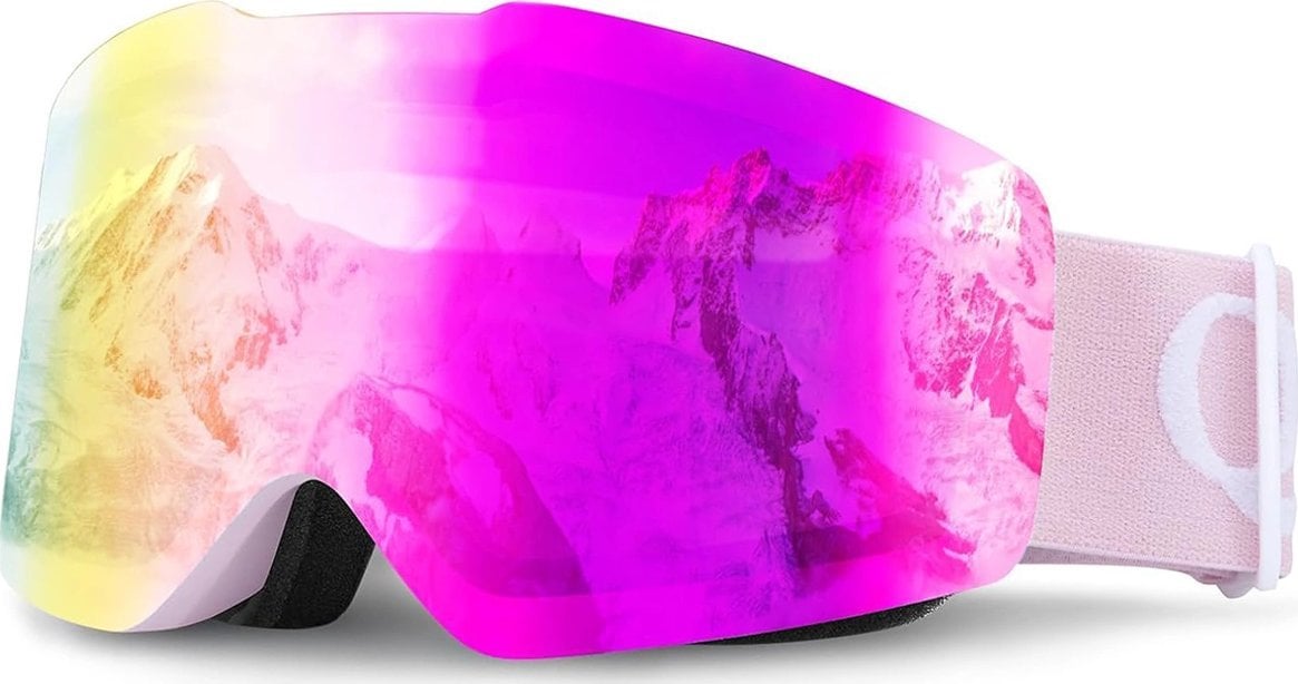 Gogle narciarskie Qunature Pink bezramkowe - różowe