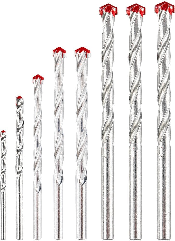 Zestaw wierteł do betonu: 3, 4, 5, 6, 7, 8, 9, 10 mm, zestaw 8 szt.