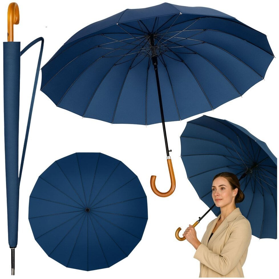 Duży Parasol Automatyczny Pokrowiec Na Ramię 24-Żeberkowy Granatowy 115 cm