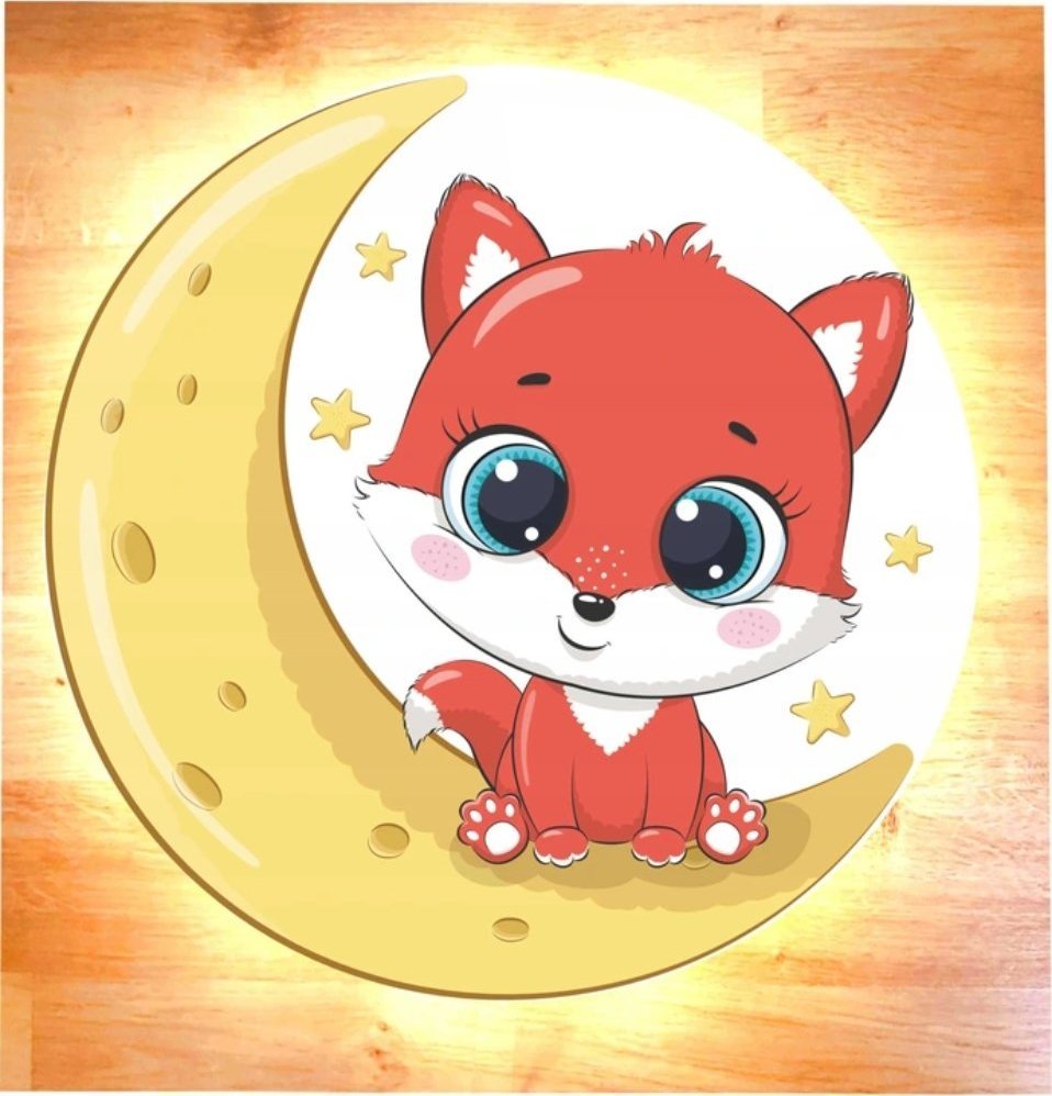 naSciane Lampka nocna księżyc lisek gwiazdki okrągła LED