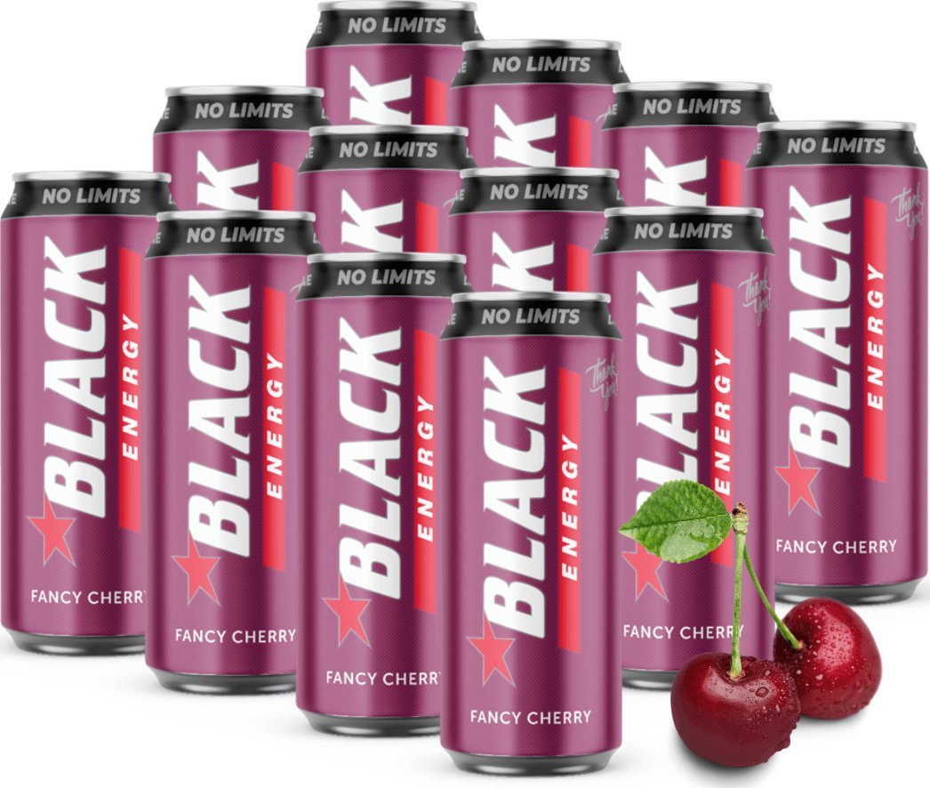 Black Black Energy No Limits Napój gazowany o smaku wiśniowym 500 ml x 12 sztuk