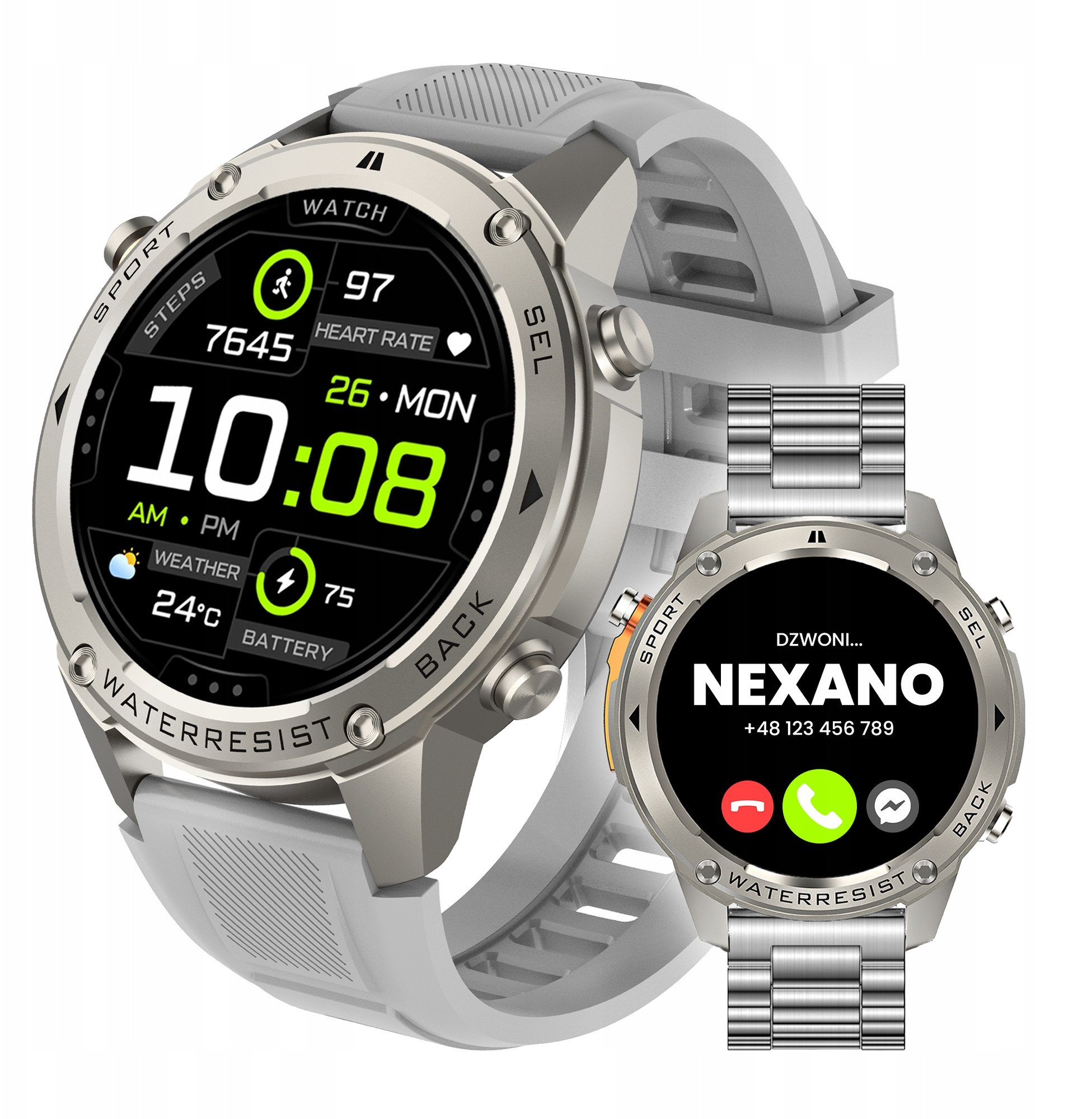 SMARTWATCH ZEGAREK MĘSKI GPS MENU PL WODOODPORNY ROZMOWY SPORT SMART WATCH